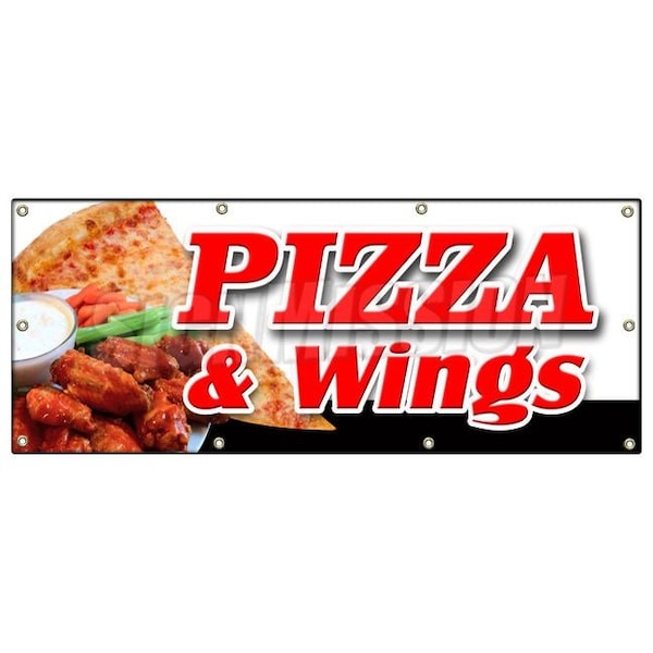 PIZZA & WINGS BANNER SIGN brick oven new york chicago italian spicy